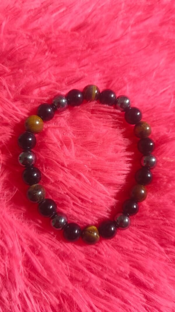 triple protection bracelet, black obsidian bracelet, tiger eye bracelet, hematite bracelet, energy protection, negative energy removal, aura shield, grounding bracelet, crystal healing, protection stone, spiritual jewelry, men’s healing bracelet, women’s energy bracelet, chakra bracelet, vastu remedy bracelet, evil eye protection, gemstone bracelet, Reiki jewelry, meditation accessory